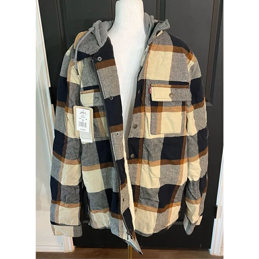 Levi's Men's Shirt Jacket with Soft Faux Fur Lining and Jersey Hood